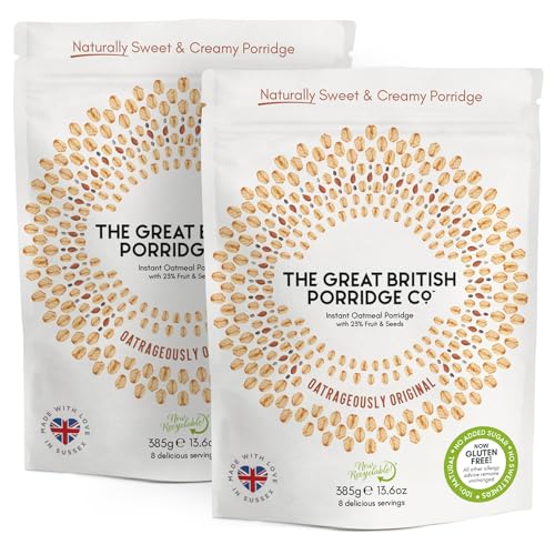 Oatrageously Original Gluten-Free Instant Oatmeal Porridge from The Great British Porridge Co - Naturally Sweet & Creamy Porridge Oats - 2 x 385g Pouch - 100% Natural, Plant Based, High Fibre