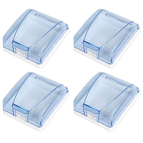 UPKOCH - Cubierta de pared impermeable, 4 piezas, carcasa protectora antisalpicaduras tipo 86, para baño, sala de estar, balcón, material de PC duradero, azul transparente