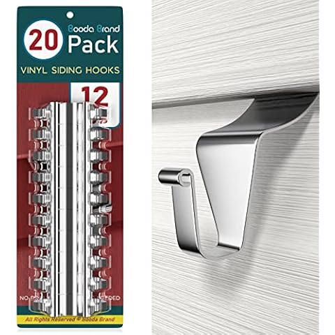 Vinyl Siding Hooks (20 Pack), Heavy-duty Stainless Steel Siding Hooks Vinyl Siding Hangers, Low Profile & No Holes Needed Siding Clips for Hanging Wreaths, Welcome Signs, String Lights Outdoor Cover