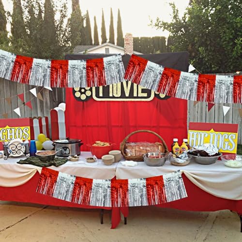 Image of BEISHIDA 3 Packs Red Silver Metallic Foil Fringe Garland Red Silver Wall Hanging Tinsel Fringe Banners for Halloween Floats Bridal Shower Wedding Birthday Graduation Holiday Party Decoration(30 Ft)