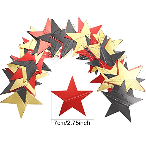 Image of Patelai Glitter Star Garland Banner 2026 Party Decor 130 Feet Star Hanging Streamers Twinkle Backdrop for Classroom Birthday Graduation Wedding Supplies(Red, Black, Gold)
