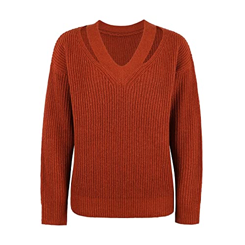 Fringe Dress Women, Women's Fall Clothes Sweaters For Women Black Sweatshirt Tunic Women's Casual Fashion 2022 Long Sleeved Knitting Solid Color Sweater Top Cute Winter Clothes (L, Red) #TOP6