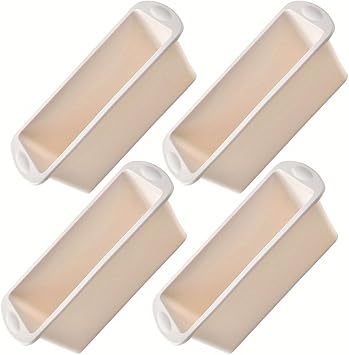 4-pieces White Silicone Cake Pans Square Non Stick Baking Molds Bread Loaf Mould 7.6-inch x 3.7-inch Bakeware Dessert Toast Pastry Tool Set Easy to Clean