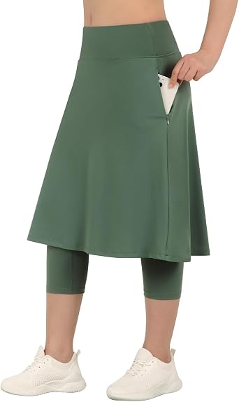 ANIVIVO Women Long Skirt with Leggings Skirted Leggings with Pockets
