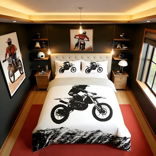 Parure de lit motocross en coton pour décorer la chambre d'enfant