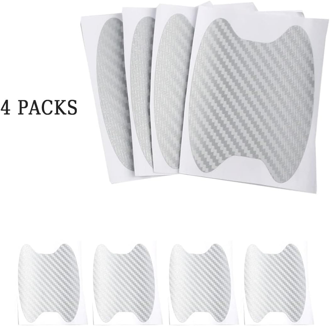 4PCS Car Stickers, Carbon Fiber Anti-Scratches Car Door Handle Protector, Non-Marking Auto Door Handle Protective Film, Car Door Side Handle Paint Guard, Universal fit (Style-A, Silver) image 5