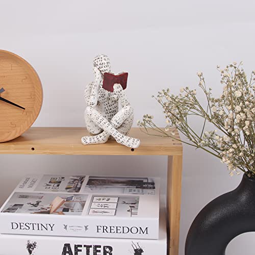 Lubalu Reading Woman Figurine,Resin Statue Decoration,Abstract Sculpture Of Small People For Modern Desk Tops, Bookshelves, Cabinets Home Decoration (A) #TOP4