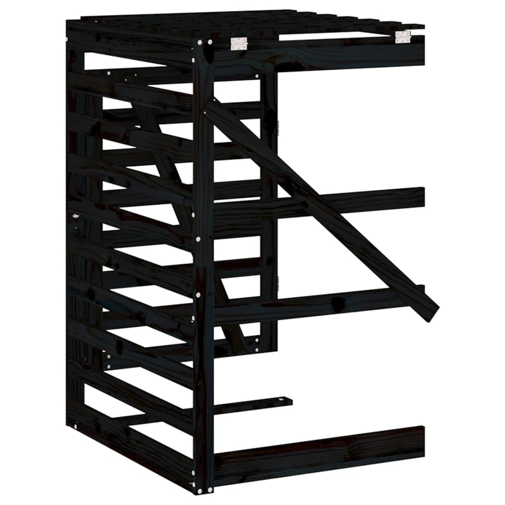 Extension d'abri de Poubelle sur roulettes Noir Bois Massif pin, Abri de Jardin Cache pour poubelles, Conteneur d'extérieur Coffre de Rangement