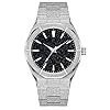 PINTIME Fashion Mens Watch Frosted Star Dust Dial Stainless Steel Quartz Analog 41MM Stylish Business Waterproof Watches for Men