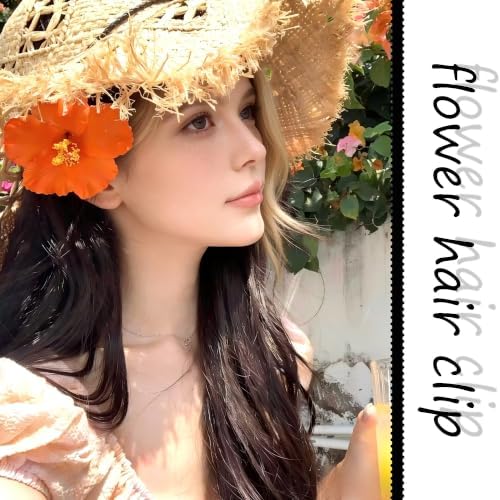 Stybaxs 12PCS Hibiscus Flower Hair Clip,4 Inches Hawaiian Flower Hair Clip for Girls, Hawaiian Tropical Decor, Beach Pool Vacation Outfit, Luau Party Supplies Flower Clip — view 2