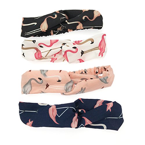 MORNYRAY Head Bands Fashion Women Knotted Headbands Head Wraps Floral Print Headbands Modern Style Elastic Cloth Soft Headbands Cute Hair Bands No Slip 4 pack