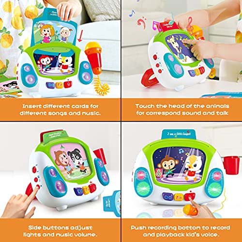 HISTOYE Musical Toys for Toddlers Karaoke Machine Learning Toys for Baby Karaoke Microphone Toy Music Player with Recording Voice Changing Singing Toys Age 1 2 3 4 5 Year Old Girls Boy Best Gifts