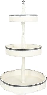 Sponsored Ad - Creative Co-op EC0259 Decorative Wood & Tin Three Tier Tray, Cream