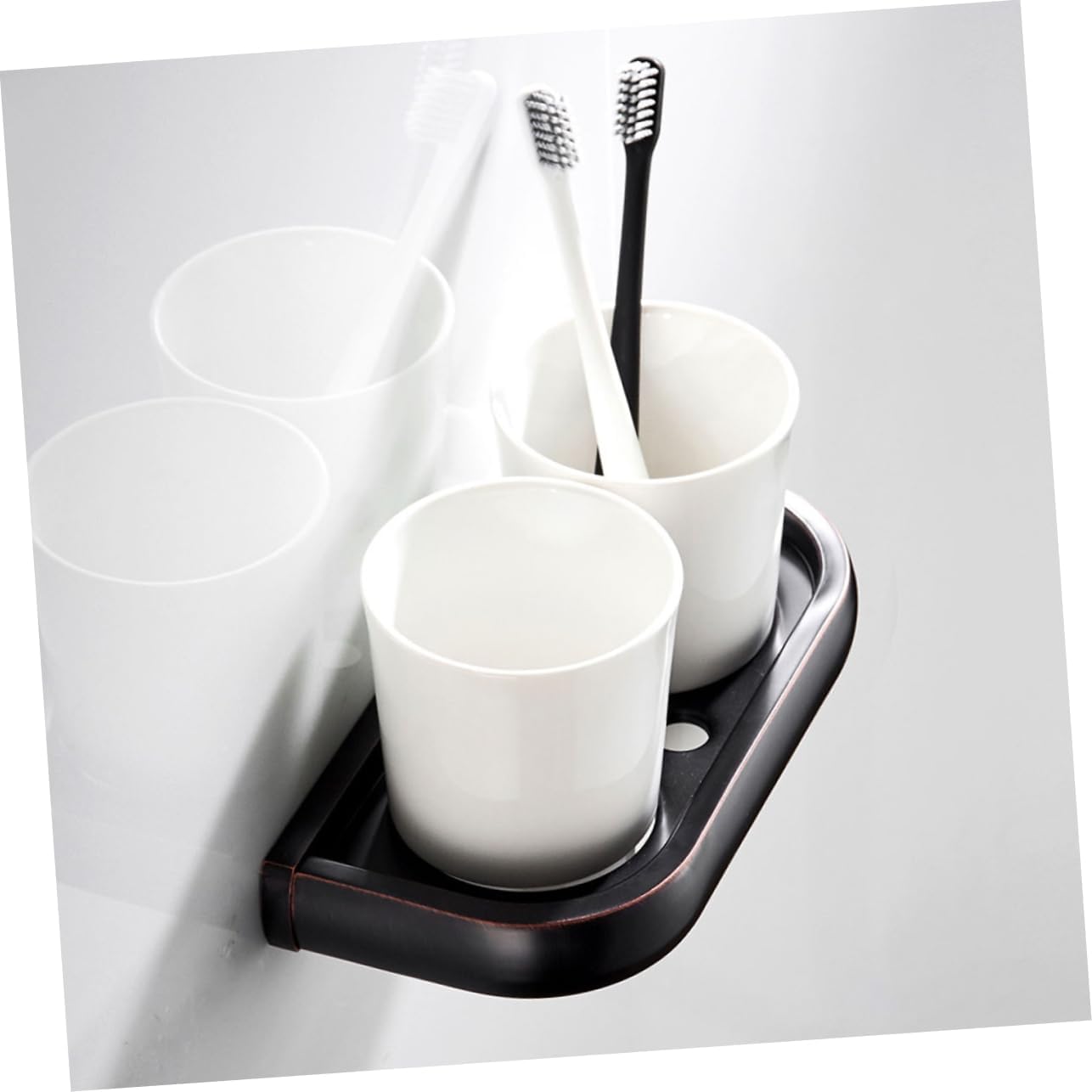 LIFKOME Bathroom Cup Holder Wall Mount Cup Holder Double Toothbrush Reusable Toothbrush Easy Install
