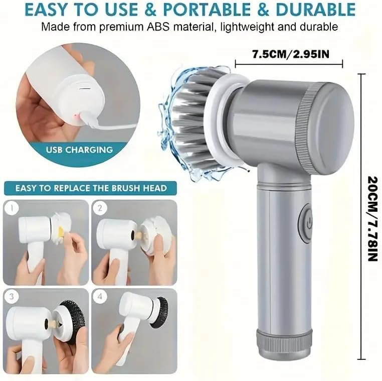 Miniatura 2 de Electric Spin Scrubber - Shower Scrubber,Bathroom Scrubber Electric,for Cleaning Tub, Floor, Tile, Window, Sink, Kitchen Cleaning with 6 Electric