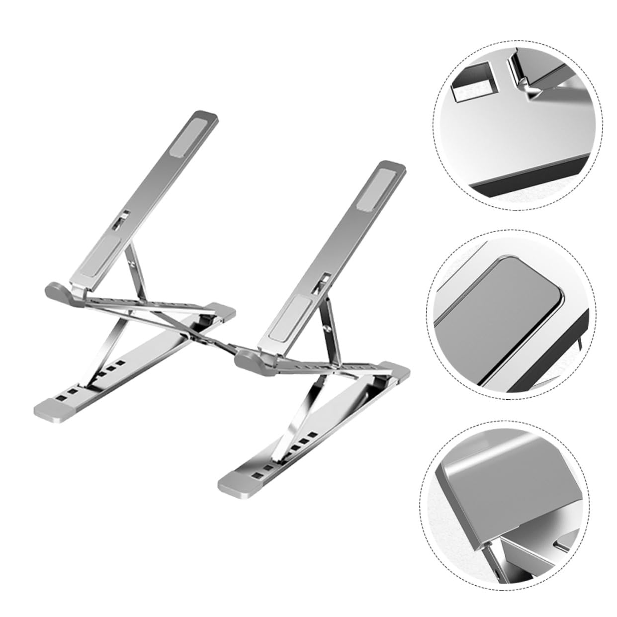 NUOBESTY Supporto per Laptop in Lega di Alluminio, Argento, Doppio Strato | Struttura Pieghevole, Altezza Regolabile, Portatile, Design Cavo per Dissipazione Calore