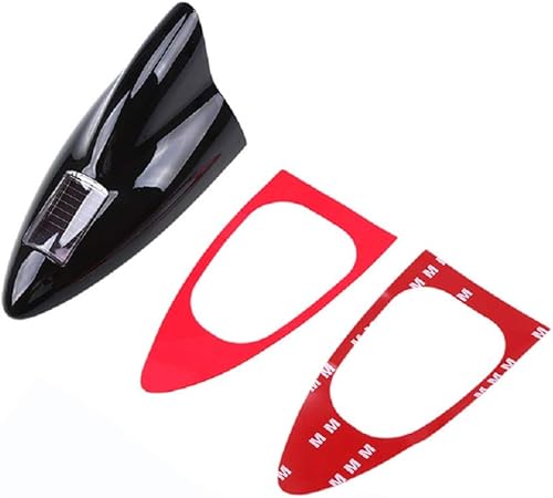 Miniatura 4 de Shark Fin Aerial-MASO - Antena de radio aérea de coche con aleta de tiburón, 12 luces LED de advertencia, repuesto de base de antena de radio (gris)