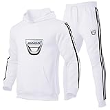 GWWGWW Hombres Jersey Sudadera+Sudaderas Da.c_ia Printed Outdoor Leisure Classic Outdoor Hooded Sports suit, blanco, XXL