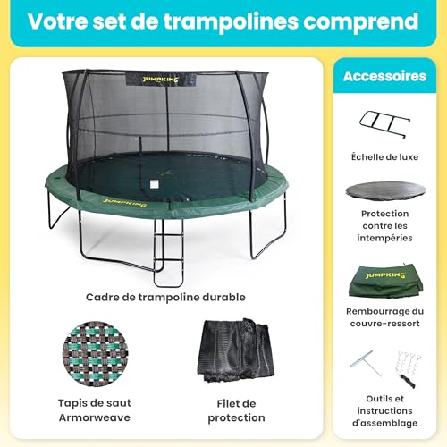 Jumpking 14ft Trampoline Rond avec Filet de Sécurité et échelle - JumpPod Deluxe | Trampoline D'extérieur pour Adultes et Enfants, 10 Ans de Garantie sur Le Cadre, Design EuroSpring – Image 7