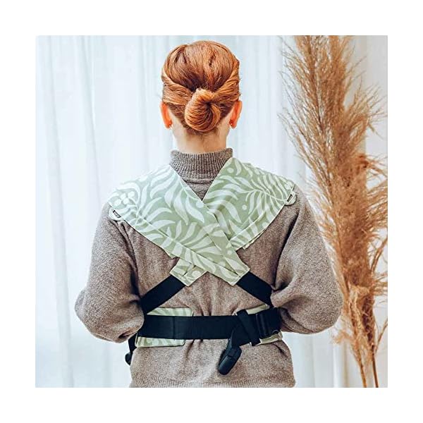 LELIBA Zack Leaf - Babytrage– Fullbuckle Tragehilfe für Neugeborene ab Geburt bis Kleinkindalter von 50/56 – 98 cm bis ca. 2 Jahre - Bauchtrage – Hüfttrage -Rückentrage (Bungi Green) – Bild 4
