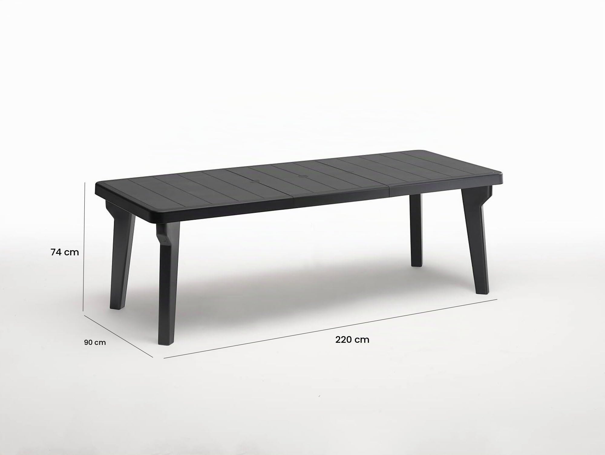 Dmora - Tavolo da esterno Mercurio, Ripiano rettangolare, Tavolo allungabile da giardino o da bar, 100% Made in Italy, 160-220x90h74 cm, Antracite