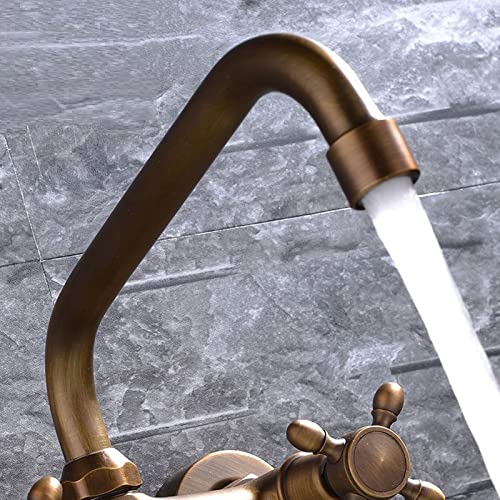 Robinet de lavabo résistant au calcaire mitigeur mural rétro double commande - 2