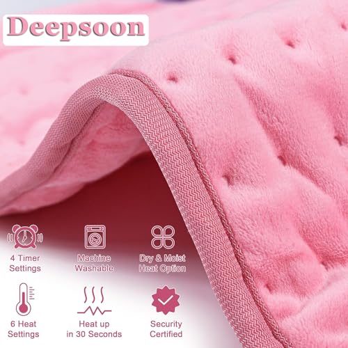 Image of Heating Pad,Electric Heating Pads,Heating Pad for Back,Pink,33x17 Inch