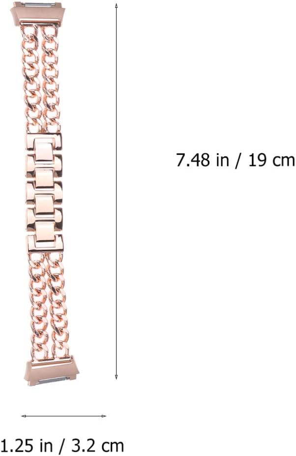 Hemobllo Strap Replacement Double Row Chain Smart Watch Band Stainless Steel Wristband for - Image 3