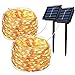 Bripower Solar String Lights Outdoor 100LED, 33Ft Waterproof Copper Wire String Lights 8 Modes, Decorative Fairy Lights for Party, Garden, Yard, Patio, Wedding, Christmas (Warm White, 2 Pack)