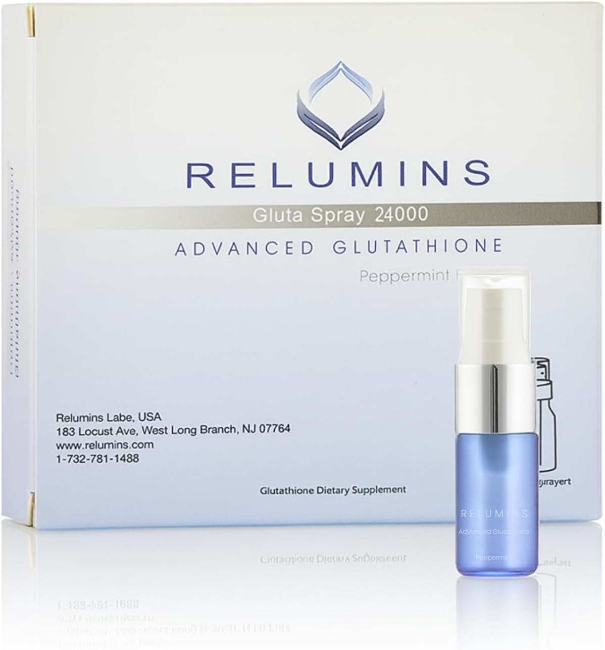 Relumins Sublingual Glutathione Oral Spray – Original Formula 24000mg with Vitamin C & Zinc, High-Absorption Peppermint Formula, 8 Bottles x 3000mg Each – Antioxidant Wellness