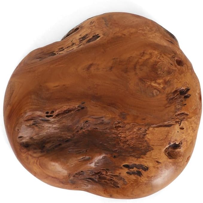 Rutledge & King Balsam Teak Tray - Ottoman Tray/Decorative Tray - Round Teak Bowls for Entryway - Rustic Wooden Bowl