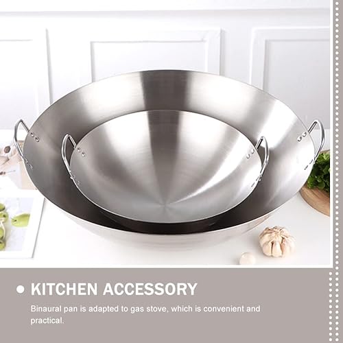 Miniatura 4 de DOITOOL Wok de acero inoxidable, sartén antiadherente de 11 pulgadas de doble mango wok utensilios de cocina de cocina