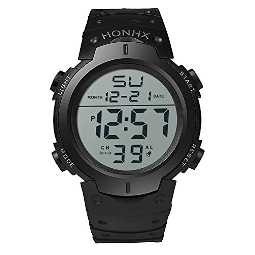 Set di orologi da polso da donna, alla moda, con display LCD, digitale, cronometro, data, gomma, sport, orologio da polso, Nero , misura...