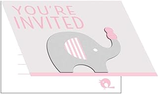 Creative Converting Little Peanut Pink Elephant Foldover Invitation, 4â€ x 5