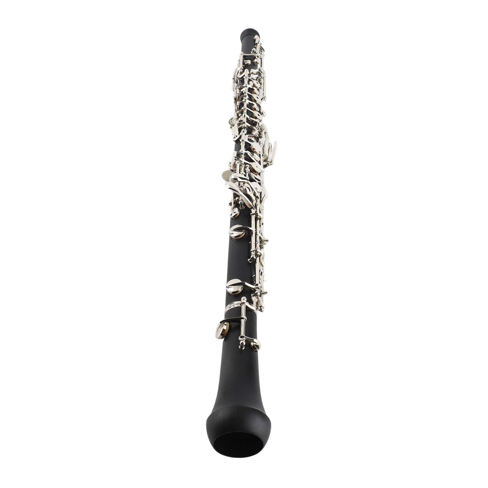 HUIOP Oboe profesional con llave en C,estilo semiautomático,teclas niqueladas,instrumento de viento de madera con guantes de caña para oboe,estuche de cuero,bolsa de transporte,paño de limpieza,oboe