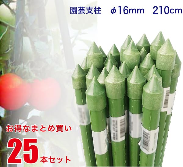 Amazon | 園芸支柱 16mm×長さ210cm 25本 セット イボ竹 農業資材 畑