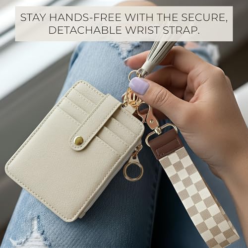 Image of Stylish Wristlet Keychain Wallet for Women, Slim Zipper Credit Card Holder