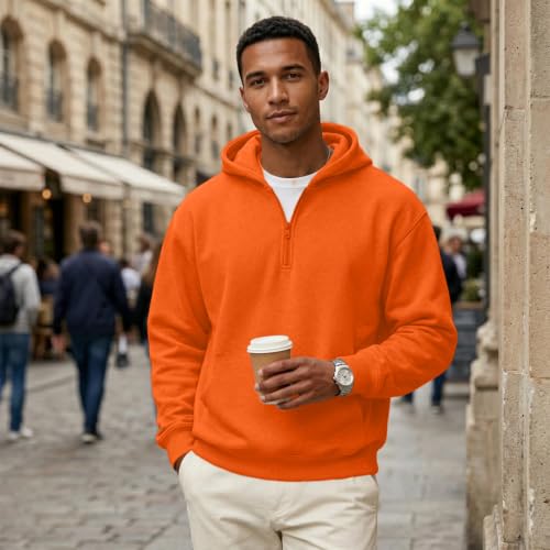 Zip Up Hoodies for Men 1/4 Zip Classic Big and Tall Fleece Fall Sweatshirt - image 6