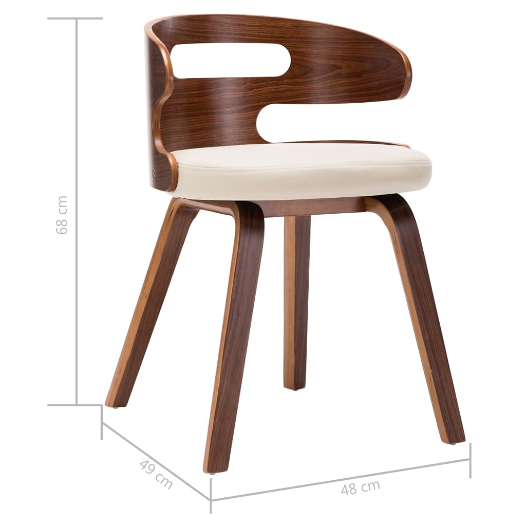 Juego de 2 sillas de comedor, madera curvada y piel sintética, 48 x 49 x 68 cm, diseño moderno, respaldo alto, asiento cómodo