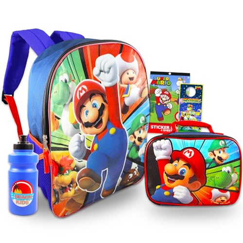Sac d'école Super Mario ergonomique anti mal de dos avec boîte repas