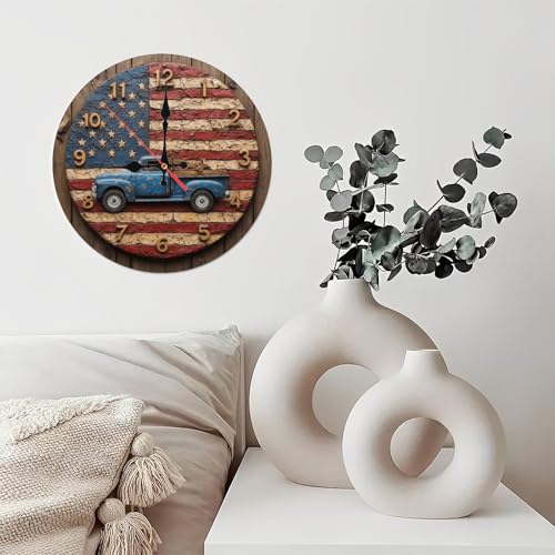 Reloj de Pared Rústico de Camión con Bandera Americana 25 cm miniatura 6