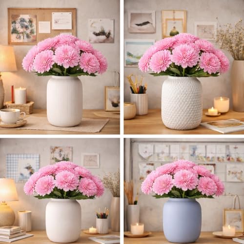 Image of Art Street Artificial Flower Bunch| Silk Pink Hydrangea Flower for Home| Bedroom, Living Room & Office Decoration |Christmas Day, New Year Set of 1 |11 Inch (Without Vase)