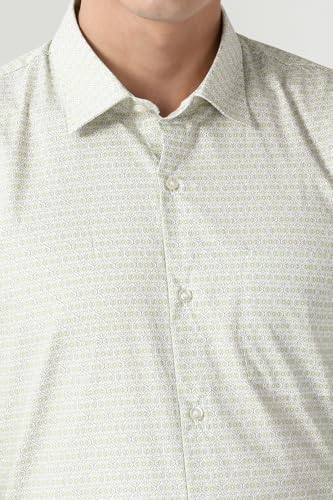 Image of Peter England Men's Printed Formal Shirt with Elegant Bloom Pattern - 100% Cotton, Full Sleeves, Regular Fit