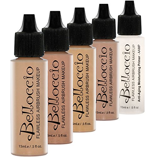 Belloccio Medium Color Shade Foundation Set - Professional Cosmetic Airbrush Makeup in 1/2