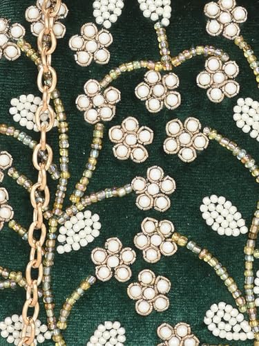 Image of TOOBA Handicraft Pearl Embroidered Clutch Purse For Women with Trendy Design 4-ring Handle & Tassel