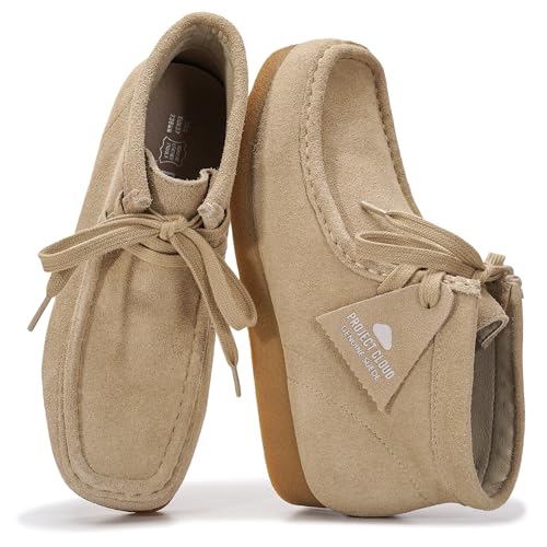 Project Cloud 100% Genuine Leather Ankle Boots for Women - Lightweight & Non Slip Womens Shoes - Memory Foam Insole Chukka Boots - Water Resistant Fashion Shoes for Women 2026 (Wally Boot, WHEAT,10)