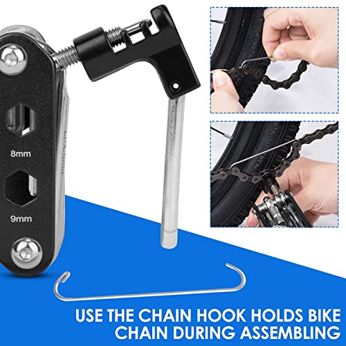 Image of WOTOW Bike Repair Tool Kit & Bike Saddle Bag, 14 in 1 Bike Chain Tool Hex Key Wrench Maintain Accessories Multitool Set with Portable Under Seat Bag for Road Mountain Commuter Bicycle