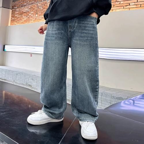 Boys Jeans Baggy Straight Leg Elastic Waist Loose Denim Pants with Pockets Vintage Denim Pants Y2K Streetwear2