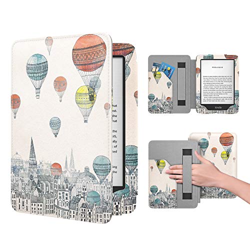 Dadanism Case Fit All-New Kindle 10th Generation 2019   8th Generation 2016, Ultra Slim PU Leather Smart Cover with Hand Strap & Pocket, Not Fit Kindle Paperwhite – City Balloon (Auto Sleep Wake)