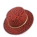 Produktbild Mode Fashion Frauen lose Filz Fedora Wolle Polyester Flat Top Women's hat Herbst-Winter-geflochtenen Seil Einfach-Jazz-Hut weich (Color : Dark Khaki, Size : 56-58)